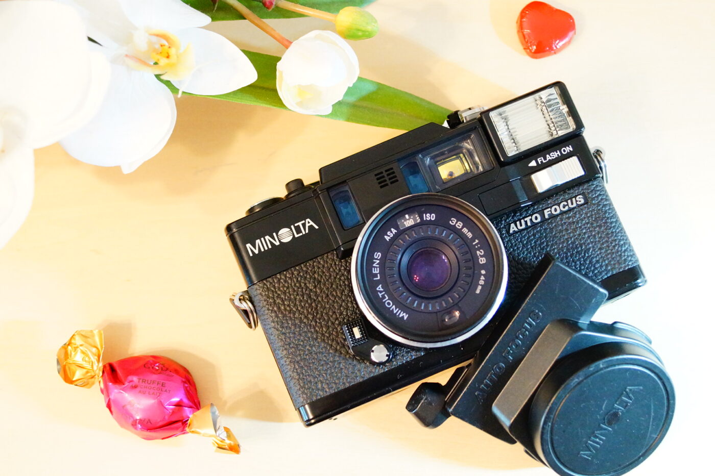 完動 整備品 MINOLTA HI-MATIC AF-D オートフォーカス ストロボ発光OK - 浅草カメラ